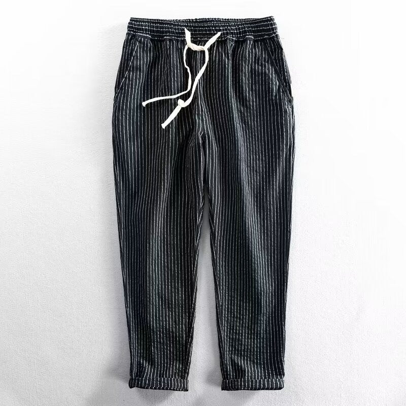 👖✨ 50% RABATT! Herren Freizeithose aus Leinenmischung mit Streifenmuster – Leicht, atmungsaktiv & bequem 🍂