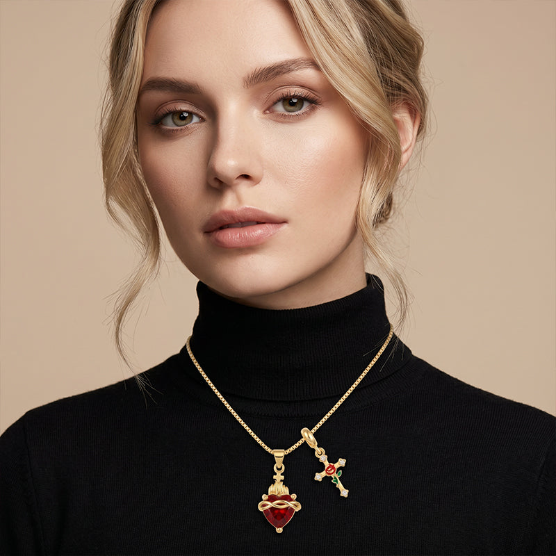 ✝️ 50% RABATT! ✨ Gold Faith Doppelanhänger – Verstellbare Kette, exquisite Handwerkskunst & heilige Eleganz – Ein bedeutungsvolles Geschenk für besondere Momente 💛