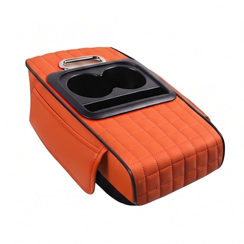 🚗🔥5-in-1 Mittelarmlehnenpolster fürs Auto – erhöht, mit Taschentuchbox, Getränkehalter & Organizer