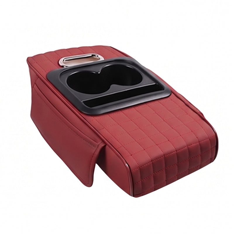 🚗🔥5-in-1 Mittelarmlehnenpolster fürs Auto – erhöht, mit Taschentuchbox, Getränkehalter & Organizer