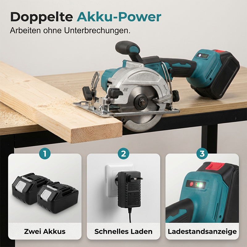 ⚡🛠️【Limitiertes Angebot:  50% RABATT!】 Hochgeschwindigkeits-Akku-Kreissäge mit bürstenlosem Motor – Leistungsstark, kabellos & präzise