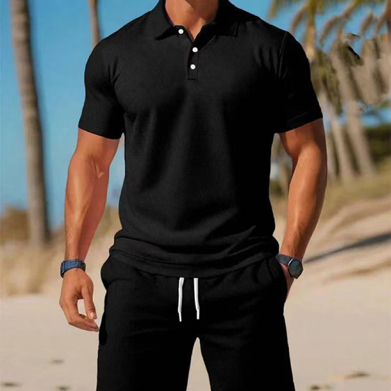 🔥Nur für kurze Zeit: 50 % Rabatt + versandkostenfrei👕Zweiteiliges Sommer-Set für Herren aus Polohemd und Shorts