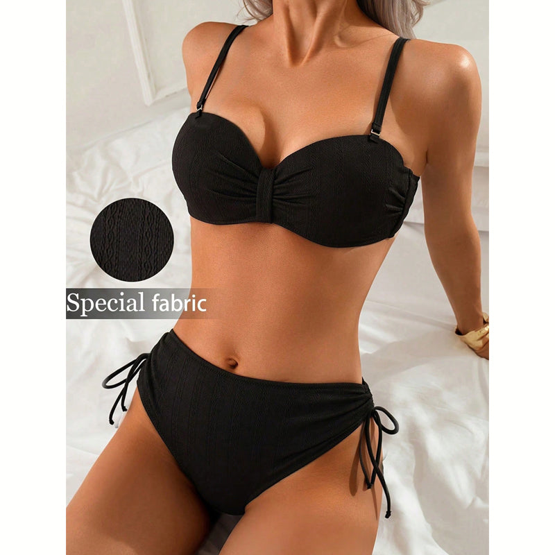 👙Damen-Bikini-Set mit hoher Taille – Oberteil und Unterteil