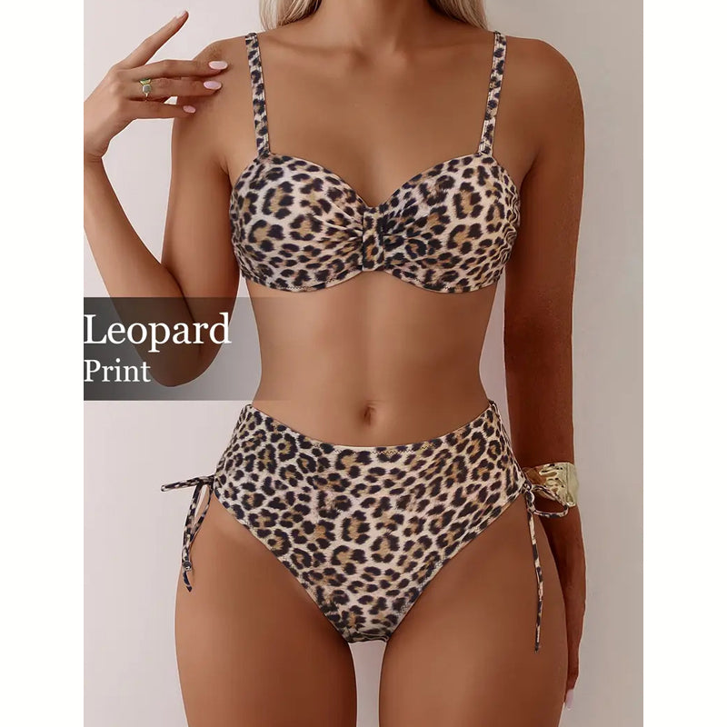 👙Damen-Bikini-Set mit hoher Taille – Oberteil und Unterteil