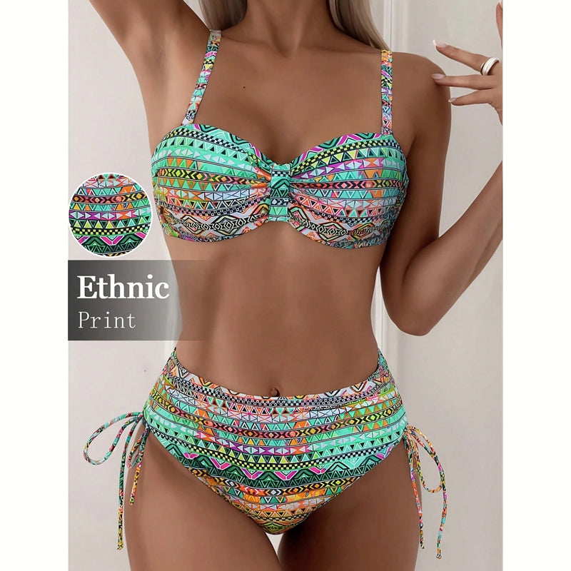 👙Damen-Bikini-Set mit hoher Taille – Oberteil und Unterteil