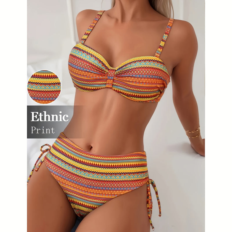 👙Damen-Bikini-Set mit hoher Taille – Oberteil und Unterteil
