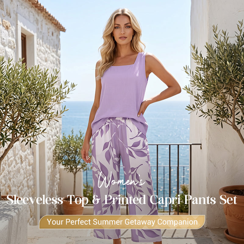 Set aus ärmellosem Oberteil und bedruckter Caprihose