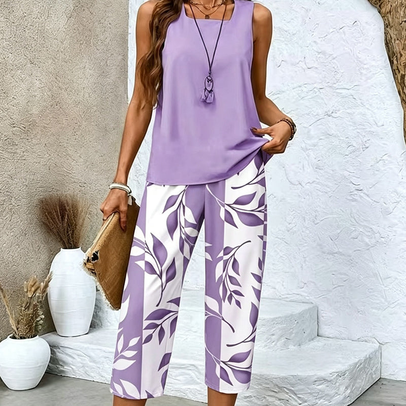 Set aus ärmellosem Oberteil und bedruckter Caprihose