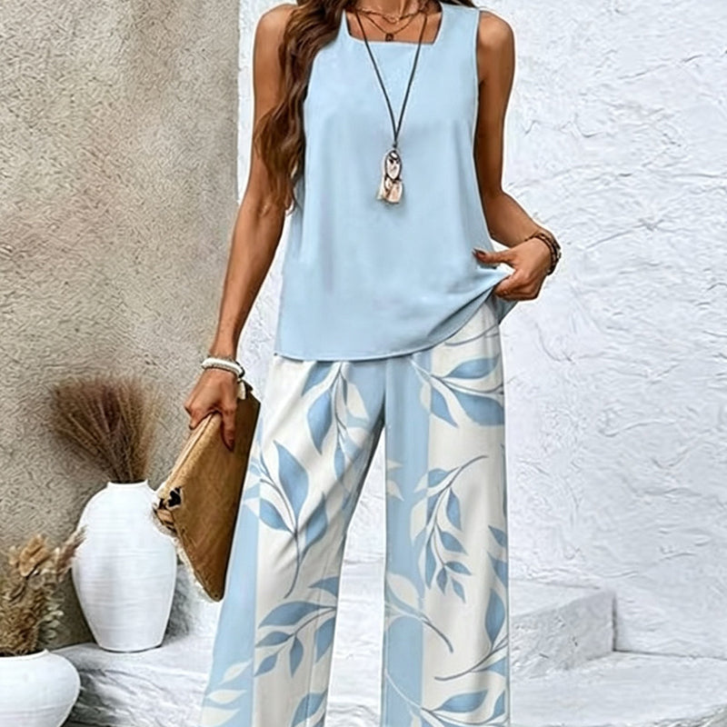 Set aus ärmellosem Oberteil und bedruckter Caprihose