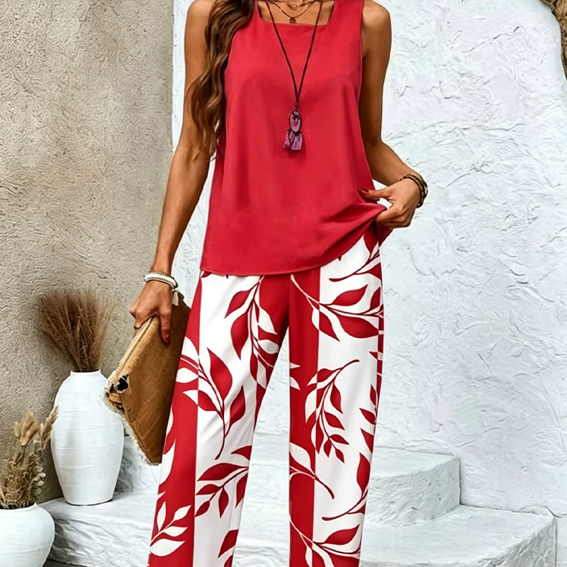Set aus ärmellosem Oberteil und bedruckter Caprihose