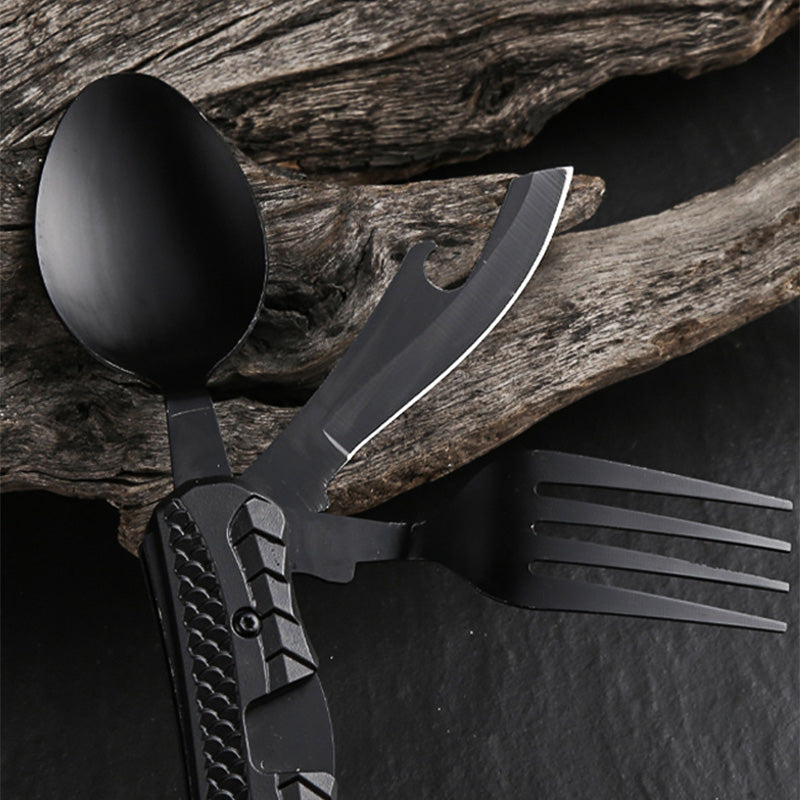 🍴 50% RABATT! 🎁 4-in-1 faltbares multifunktionales Outdoor-Besteck – Löffel, Gabel, Messer & Flaschenöffner – kompakt, leicht & ideal für Camping, Wandern oder Notfalltasche 🏕️