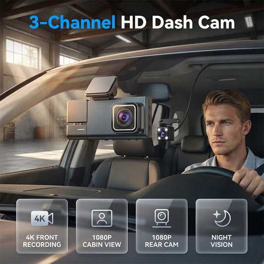 🚗 LIMITED-TIME 50% RABATT! ✨ 3-Kanal 1080p Dashcam – Vorne, Hinten, Innen, Wi-Fi ✨