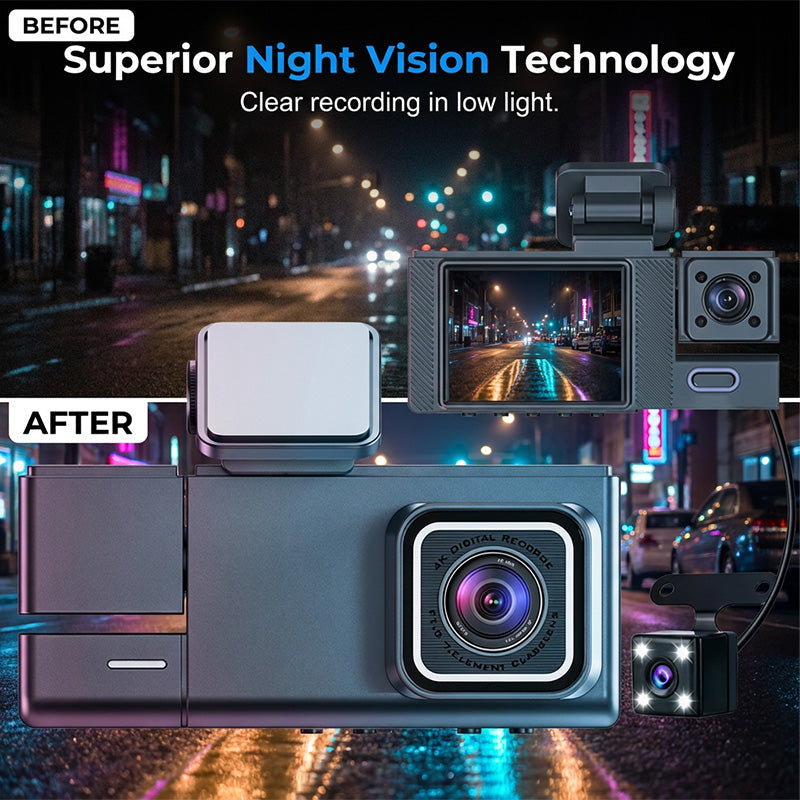 🚗 LIMITED-TIME 50% RABATT! ✨ 3-Kanal 1080p Dashcam – Vorne, Hinten, Innen, Wi-Fi ✨