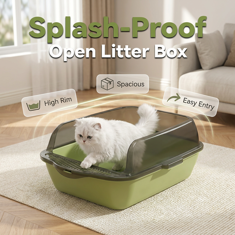 🛒Limitierte Aktion: 50 % Rabatt 😻Halbgeschlossene Katzentoilette aus Kunststoff mit Spritzschutz