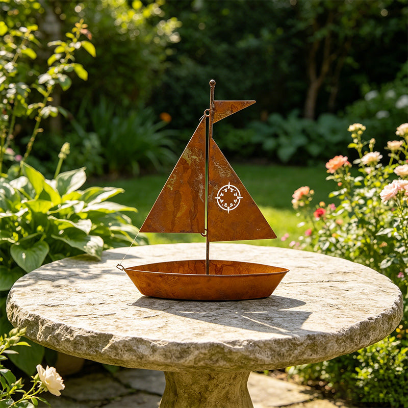📢📢 50 % Rabatt!! ⏰⛵ Rustikaler Metallpflanzkübel – Segelboot-Design