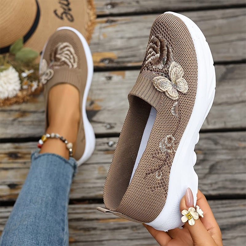 🦶🌿 Atmungsaktive Flyknit Slipper für Damen – leichte Hallenschuhe, rutschfest & bequem