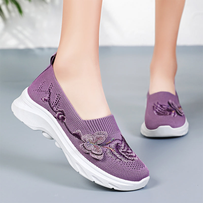 🦶🌿 Atmungsaktive Flyknit Slipper für Damen – leichte Hallenschuhe, rutschfest & bequem