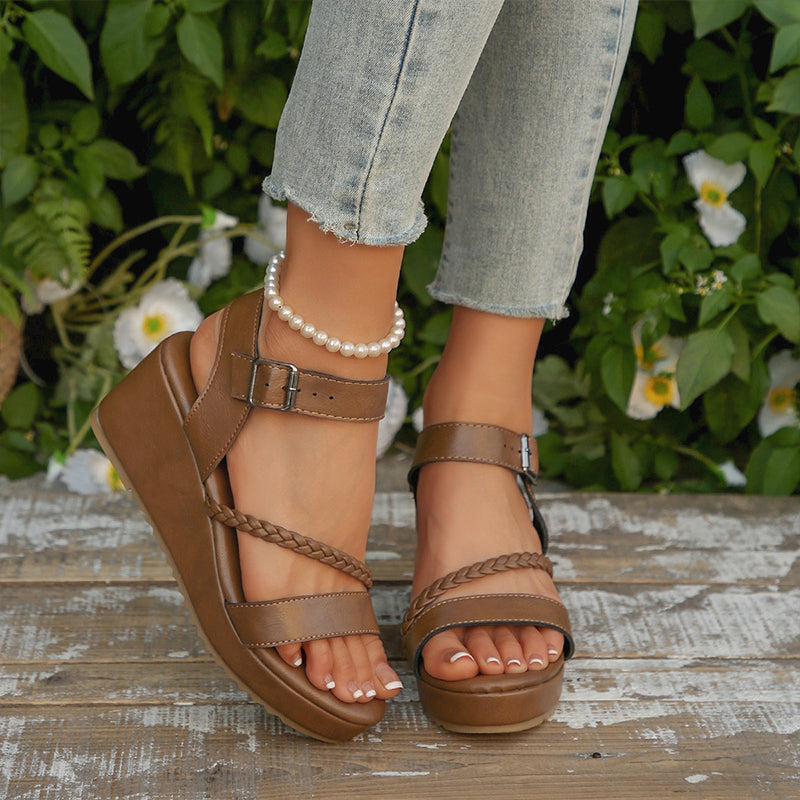 📢📢Letzter Tag – 50% RABATT!! ⏰ Damen Geflochtene Riemen Keilsandalen