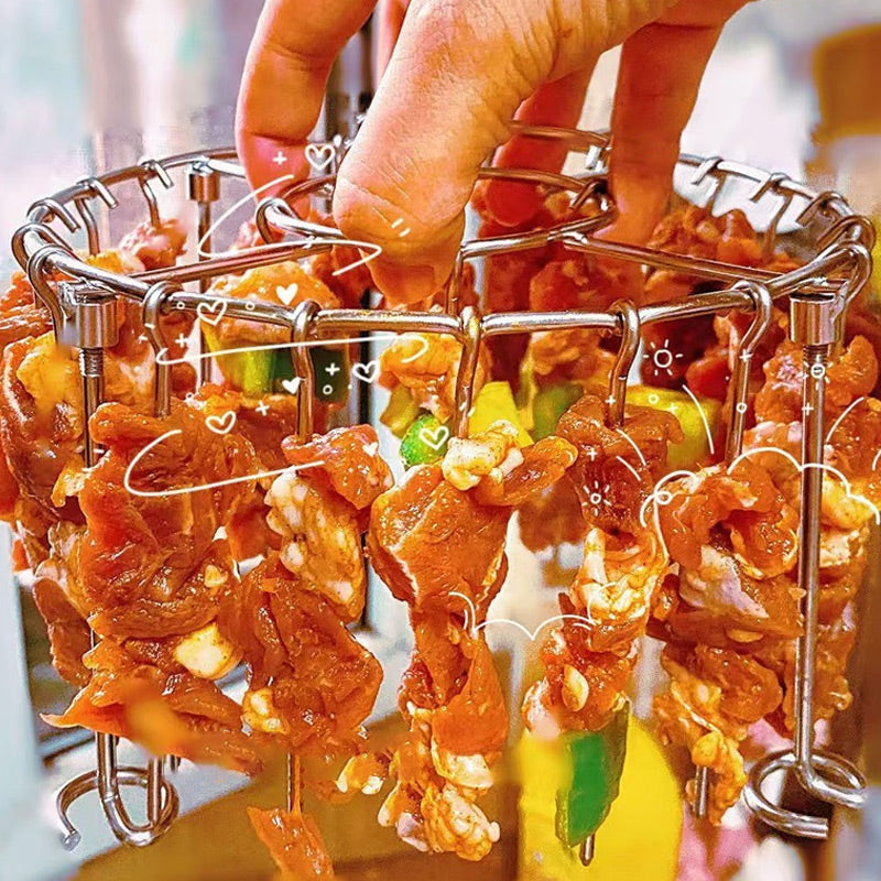🔥🍢 Runder Edelstahl-Ofenrost mit Spieß – stabil, hitzebeständig & vielseitig
