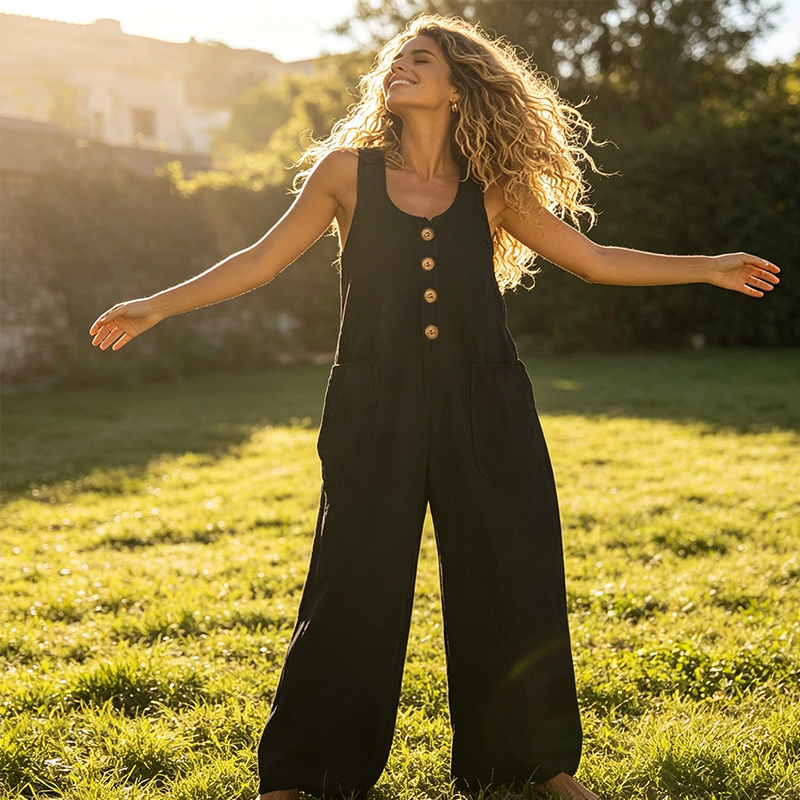 🔥 NUR JETZT: -50% 👖 Bequemer Damen Jumpsuit 💥 weiter Schnitt, leicht & ideal für Alltag & Urlaub ☀️