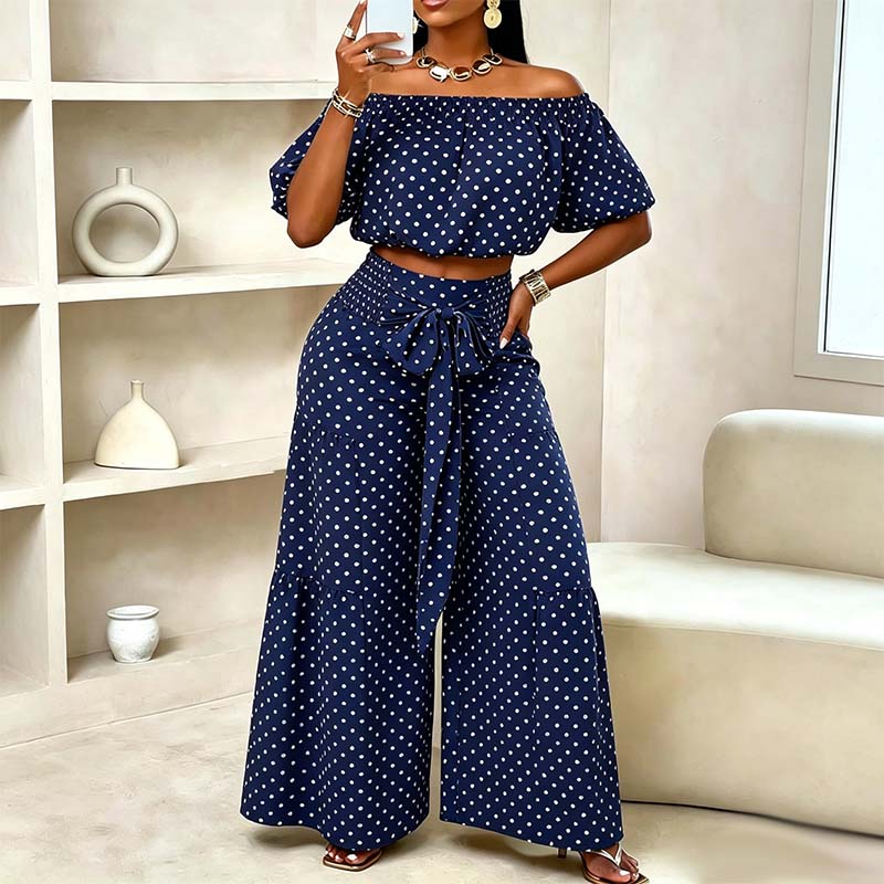 👗🌞 Schulterfreier Damen-Zweiteiler mit Polka Dot – romantisch, luftig & perfekt für heiße Tage, jetzt −50%