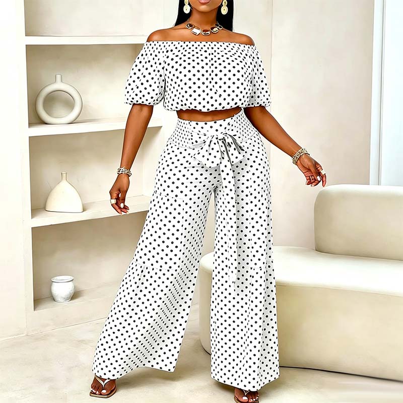 👗🌞 Schulterfreier Damen-Zweiteiler mit Polka Dot – romantisch, luftig & perfekt für heiße Tage, jetzt −50%