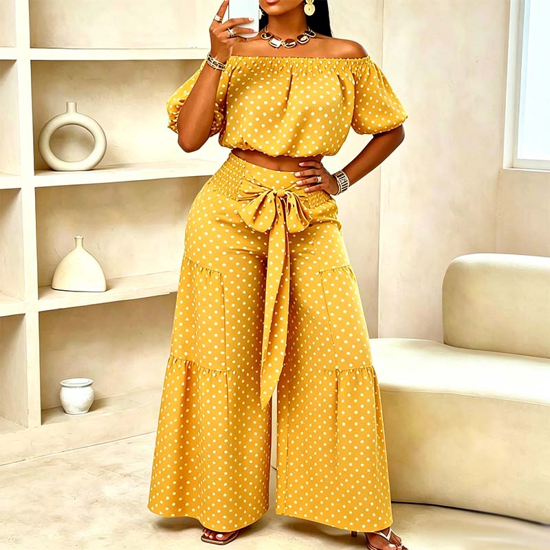 👗🌞 Schulterfreier Damen-Zweiteiler mit Polka Dot – romantisch, luftig & perfekt für heiße Tage, jetzt −50%
