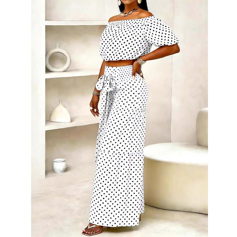 👗🌞 Schulterfreier Damen-Zweiteiler mit Polka Dot – romantisch, luftig & perfekt für heiße Tage, jetzt −50%