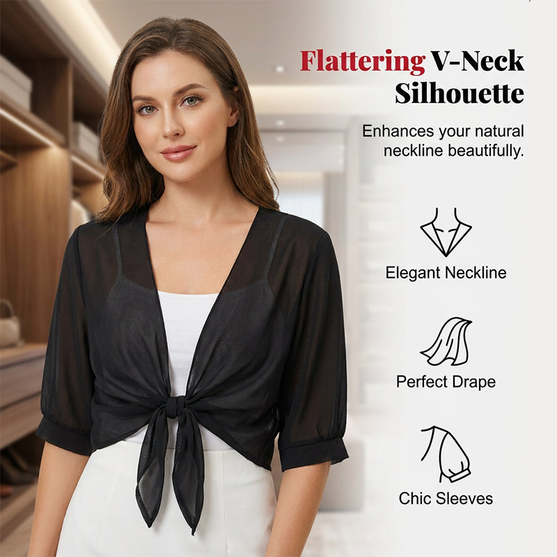 📢📢50 % RABATT !! ⏰Elegantes, kurzes Chiffon-Top für Damen mit Bindeband vorne