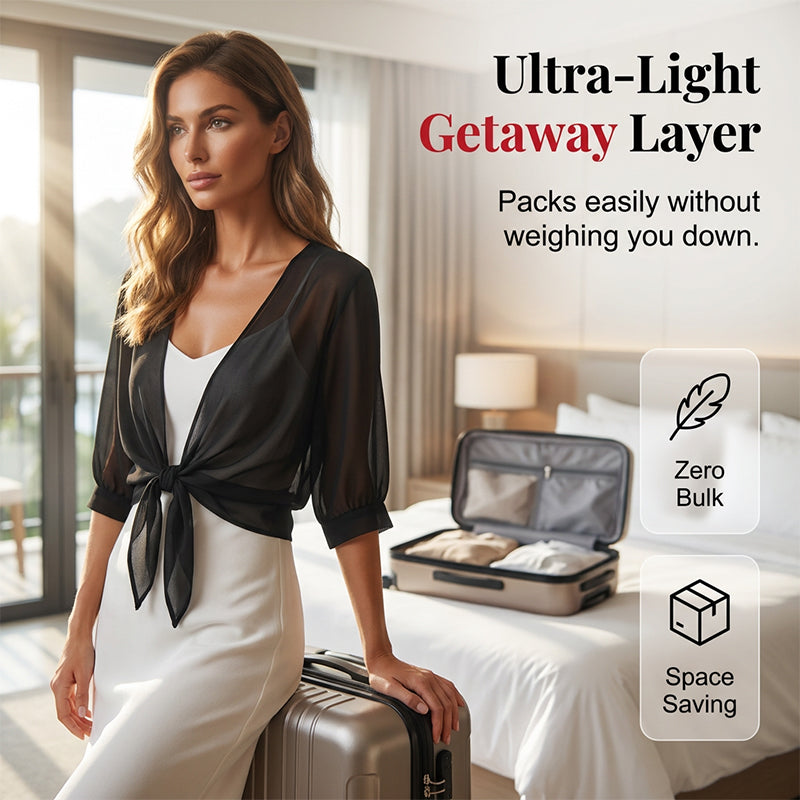 📢📢50 % RABATT !! ⏰Elegantes, kurzes Chiffon-Top für Damen mit Bindeband vorne