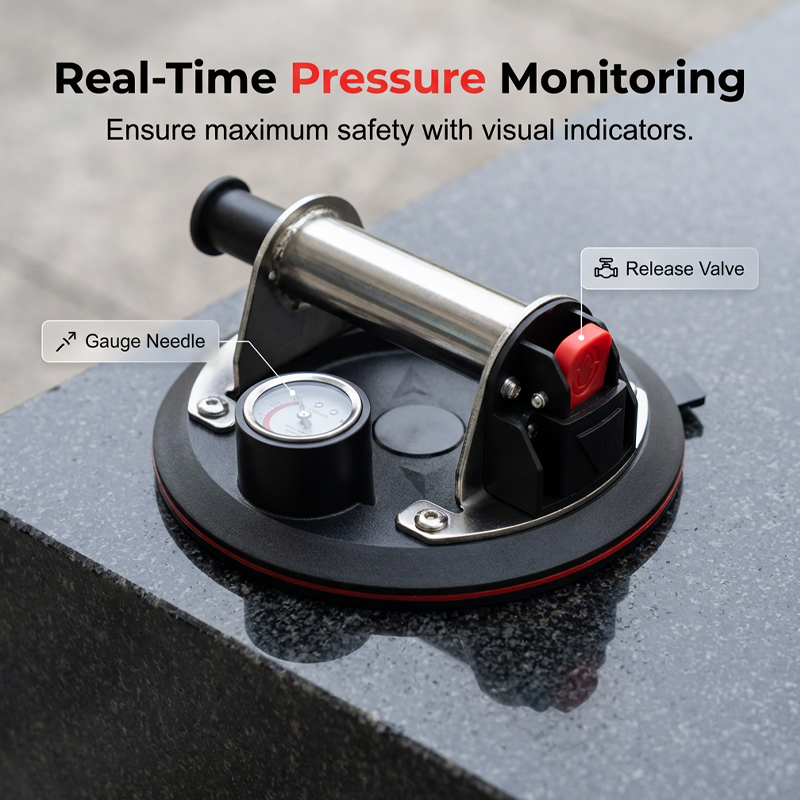 🪟 50% RABATT! 📏 8-Zoll Vakuum-Saugnapf mit Manometer für Glas – Geprüfte Saugkraft, griffiger Griff & Anzeige bei Druckverlust – ideal für Fliesen, Glasscheiben oder glatte Oberflächen im Bau- und Heimwerkerbereich 🔧