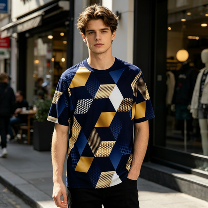 👕✨ Herren-T-Shirt mit geometrischem 3D-Print – auffällig, bequem & sommerlich, jetzt −50%