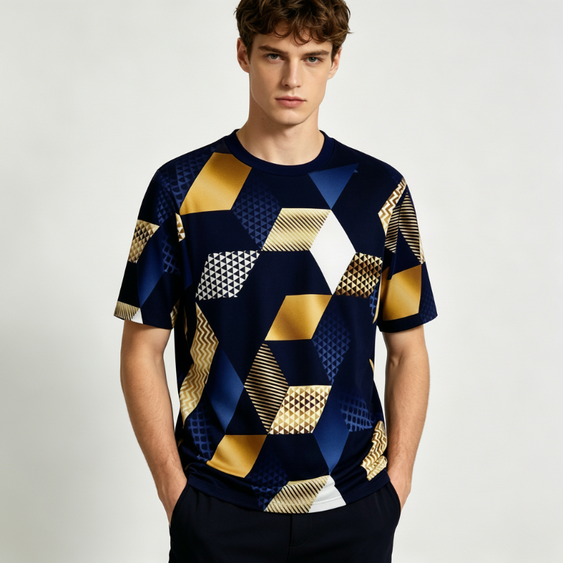 👕✨ Herren-T-Shirt mit geometrischem 3D-Print – auffällig, bequem & sommerlich, jetzt −50%