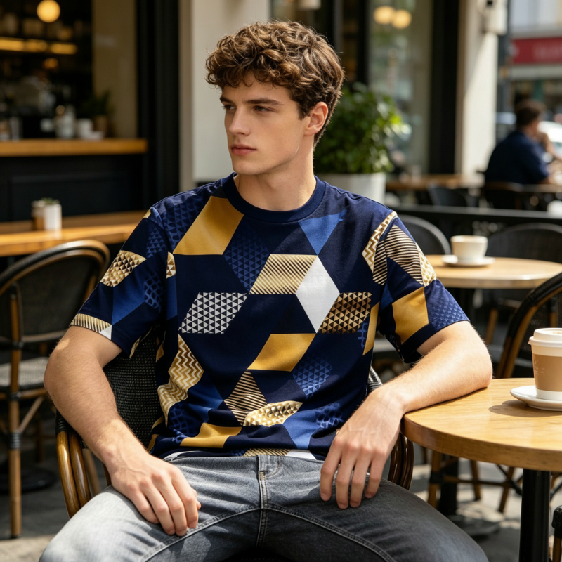👕✨ Herren-T-Shirt mit geometrischem 3D-Print – auffällig, bequem & sommerlich, jetzt −50%