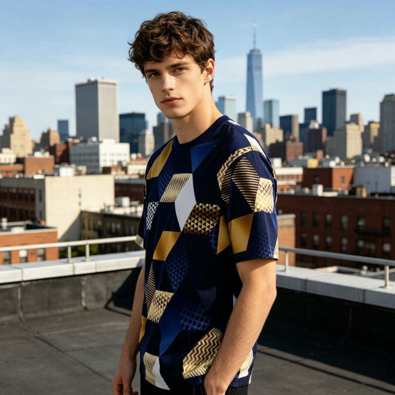 👕✨ Herren-T-Shirt mit geometrischem 3D-Print – auffällig, bequem & sommerlich, jetzt −50%