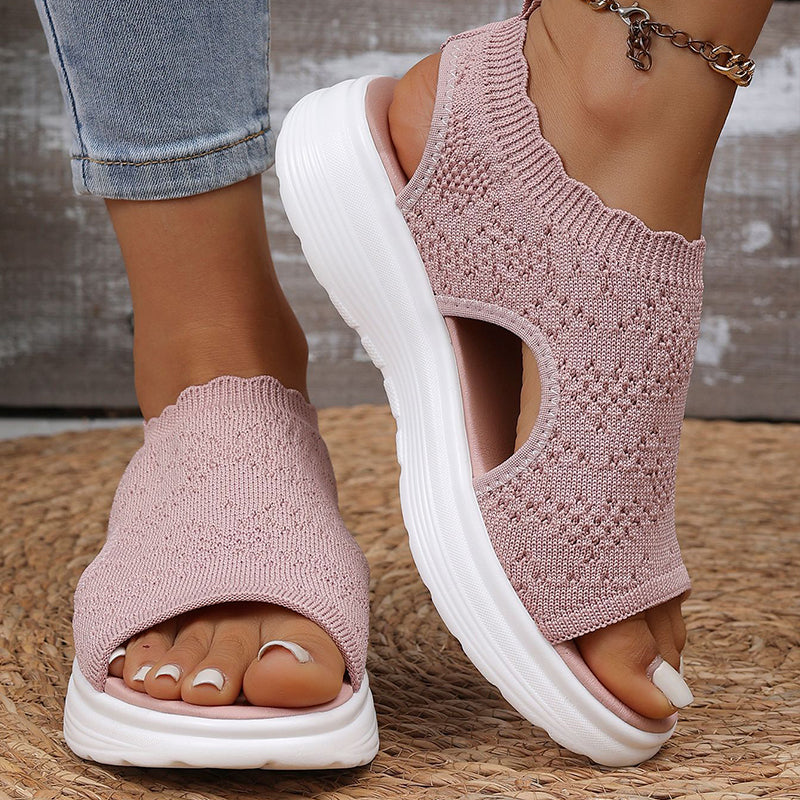👡 Atmungsaktive Plateau-Sandalen aus Strick für Damen – leicht & komfortabel