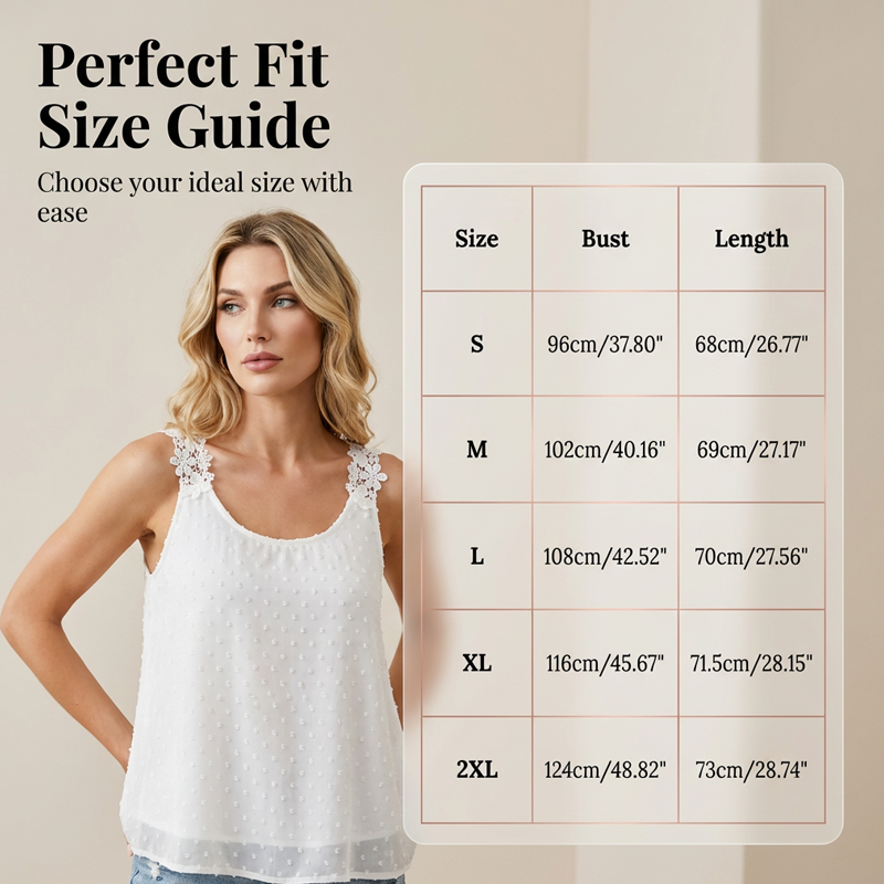 👕✨ 50% RABATT – NUR FÜR KURZE ZEIT! Elegantes Tanktop mit Spitzen-Trägern und Punktmuster – Lässig, feminin & perfekt für Sommer & Alltag ✨