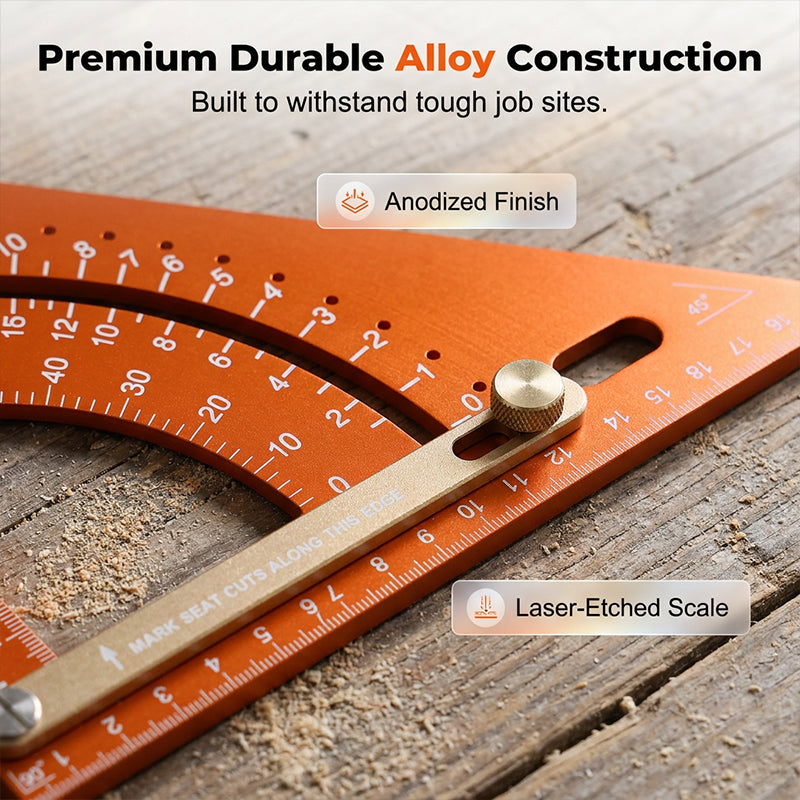 📐 50% RABATT! 🔧 Präzisions-Dreikantwinkel für die Holzbearbeitung – Robuste Alu-Konstruktion & Laser-Markierungen – Perfekt für exakte 90°-Markierungen, Schreinerei oder Fliesenlegen – unverzichtbar für Heimwerker und Profis 🛠️