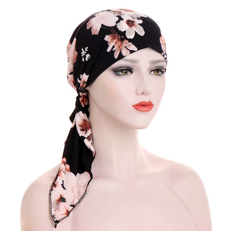 👒 NUR FÜR KURZE ZEIT: 50 % RABATT! ✨ Vorgefertigter Turban für Damen mit Blumenmuster – weich, elastisch, vielseitig 🌸