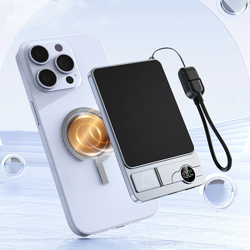 🔋 NUR FÜR BEGRENZTE ZEIT: 50 % RABATT! ✨ 3-in-1-Magnet-Ladegerät für unterwegs – kabellos, mit integriertem Ständer, schlank 🍃