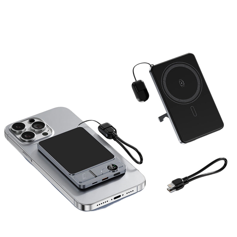 🔋 NUR FÜR BEGRENZTE ZEIT: 50 % RABATT! ✨ 3-in-1-Magnet-Ladegerät für unterwegs – kabellos, mit integriertem Ständer, schlank 🍃
