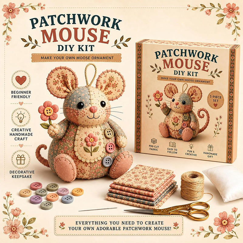 🔥🧵 50% RABATT! Handgefertigtes Nähset – Vintage-Plüschmaus zum Selbermachen – inkl. Material & Anleitung. 🎁🐭