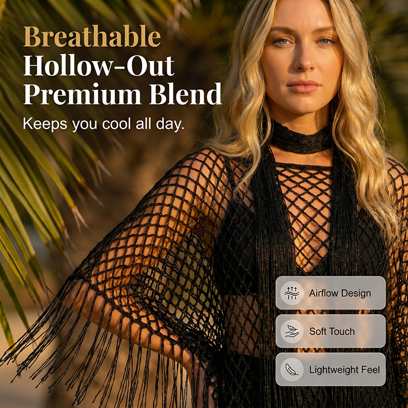 🏆💐 50% Rabatt! Letzter Tag! Sommer-Strick-Poncho mit Fransen – Leicht, Luftdurchlässig & Vielseitig für Strand & Freizeit