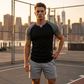 👕 Herren-Sport-T-Shirt mit Raglanärmeln – V-Ausschnitt, atmungsaktiv, schnell trocknend & hoch elastisch für Laufen & Training 🏃‍♂️💨