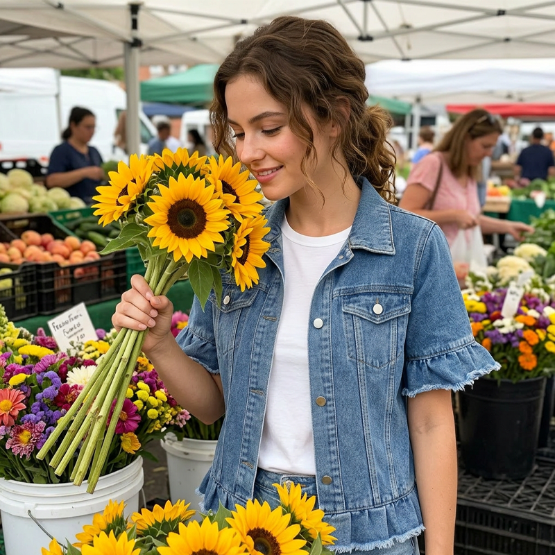 🧥⏳ BEFRISTETES ANGEBOT – 50% RABATT! Damen-Sommer-Jeansjacke mit Rüschenärmeln – Lässig, verspielt & perfekt für laue Sommerabende 🌸✨