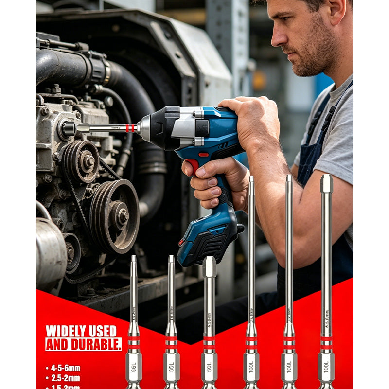 🔧 50% RABATT! 🪛 Hochwertige Sechskant-Schraubendreherbits aus legiertem Stahl für Bohrmaschinen – Robust, langlebig & passend für die meisten Elektrowerkzeuge – ideal für Möbelmontage, Reparaturen oder Heimwerkerprojekte 🔩