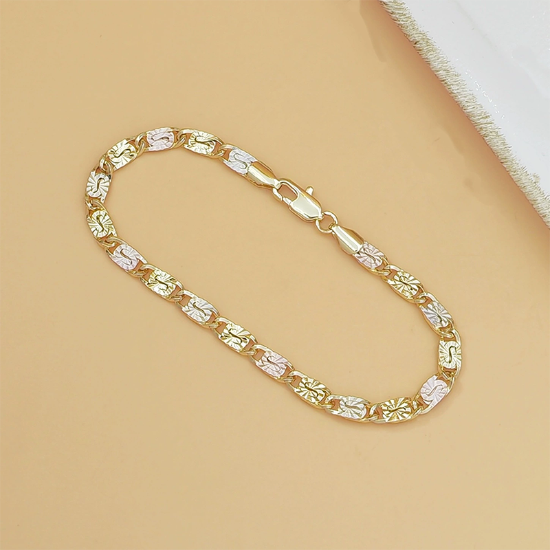 ✨📿 Unisex Dreifarben-Gliederarmband – Gold, Roségold & Weißgold, zeitlos & vielseitig, jetzt −50%