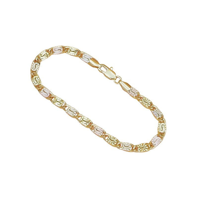 ✨📿 Unisex Dreifarben-Gliederarmband – Gold, Roségold & Weißgold, zeitlos & vielseitig, jetzt −50%