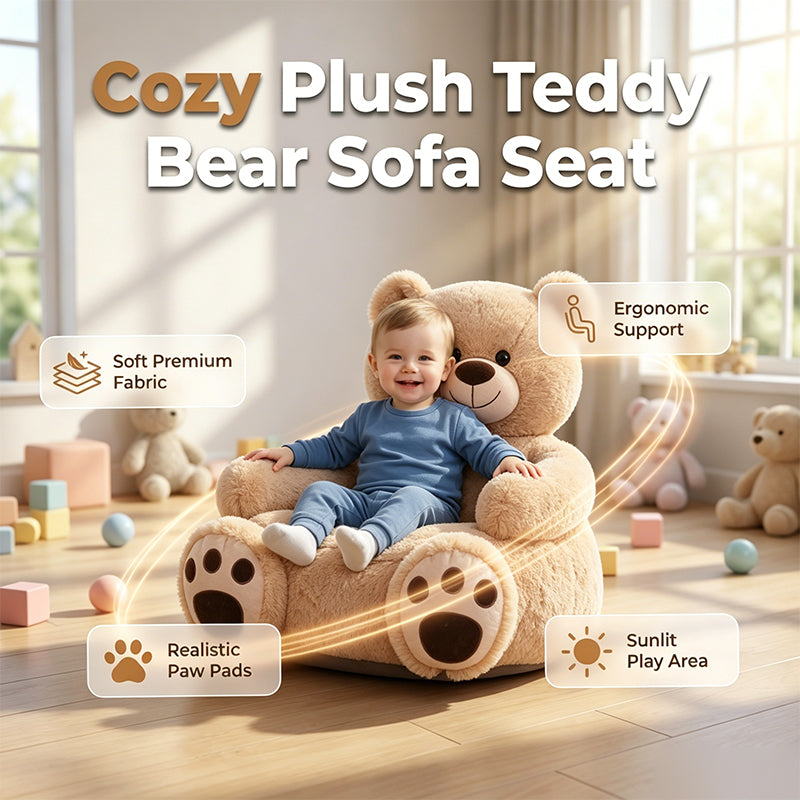 🧸 Plüsch-Teddybär-Kindersofa – weiches Cartoon-Tier-Sitzkissen mit Rückenlehne für Kinder