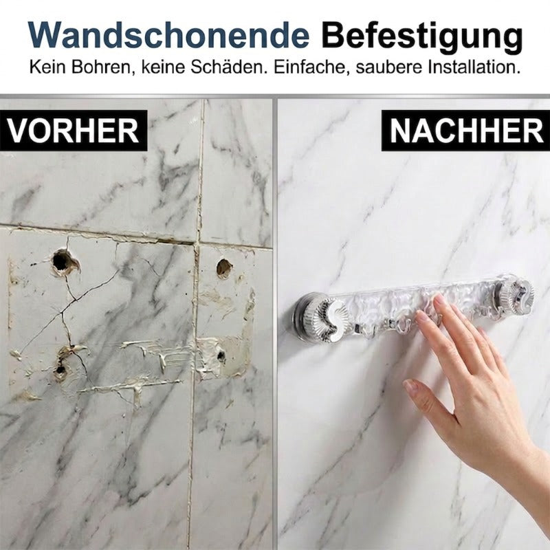 🔥 JETZT 50 % RABATT🧲 Minimalistische Hakenleiste mit Saugnapf 📌Starke Saugkraft, rückstandslos ablösbar, platzsparend für Bad & Küche 💦